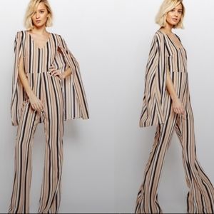 Lavish Alice Caped Striped Jumpsuit V-Neck NWOT UK size 6 which is s US size 2.